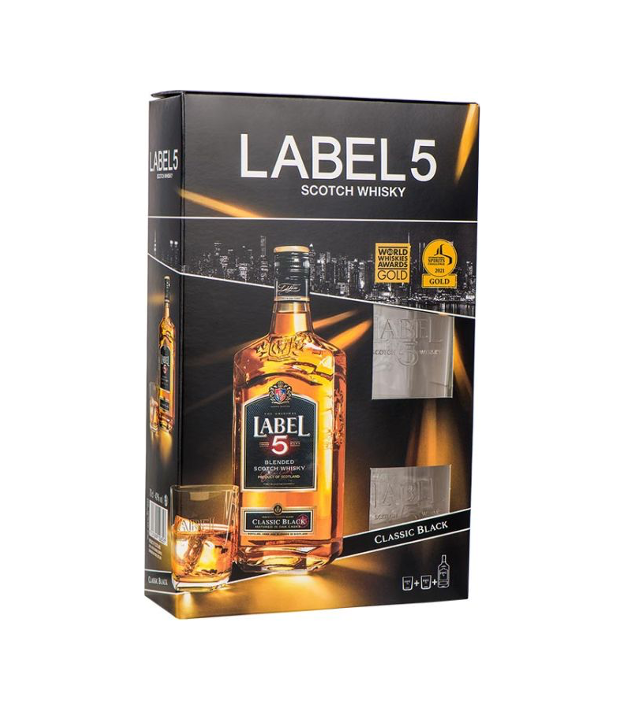 Label 5 Classic Black with 2 Glasses