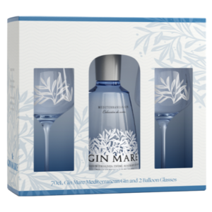 Gin Mare Mediterranean Gin and two Balloon Cyprus Glasses