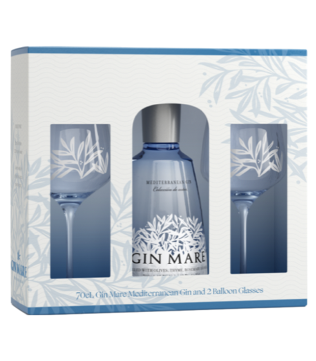 Gin Mare Mediterranean Gin and two Balloon Cyprus Glasses